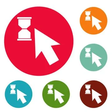 Cursor wait icons circle set Stock Illustration