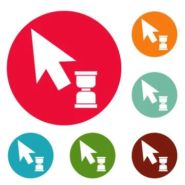 Cursor wait web icons circle set Stock Illustration