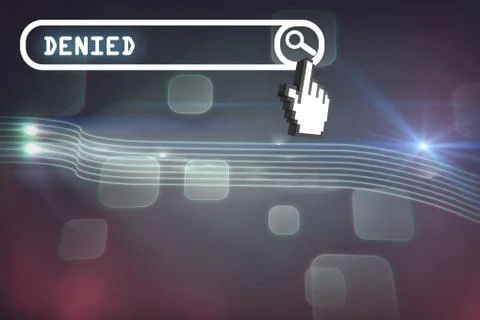 A cursor on white background against futuristic screen with quaders Illustrazione stock