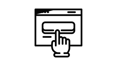 Cursor on window icon animation Stockbeeldmateriaal 152626634