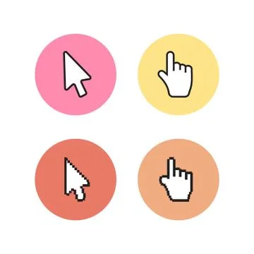 Cursors with long shadows. Mouse computer cursor Stock Illustration