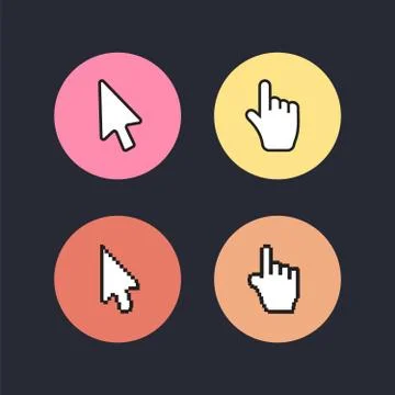 Cursors with long shadows. Mouse computer cursor Illustrazione stock