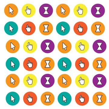 Cursors with long shadows. Mouse computer cursor Stock Illustration