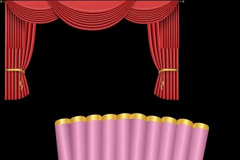Curtain 3d render retro mic Stock Illustration