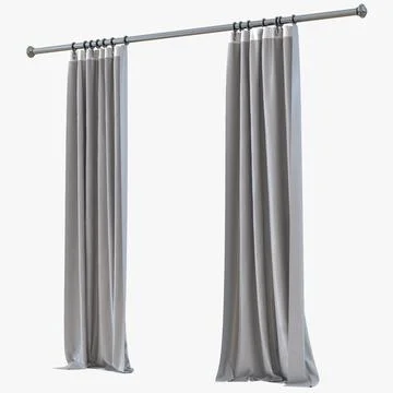 Double Pinch Pleat Curtains 3D model