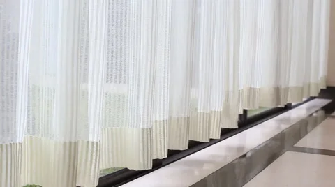 Curtain beside the window Stock Footage 63378705