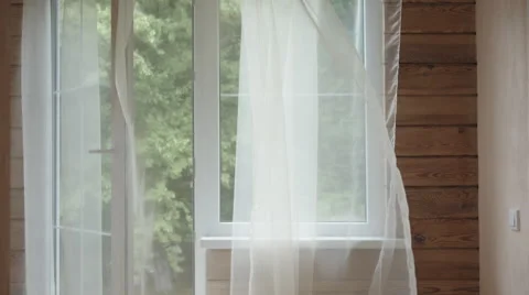 Curtain blowing in the breeze Stock Footage 66259182