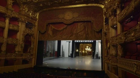 Curtain comes down, Paris opera house Stock Footage 70179497