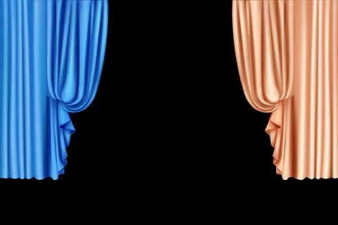 Curtain decor curtain 3d render velvet Stock Illustration