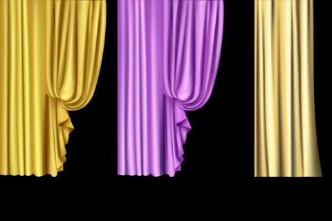 Curtain decor curtain 3d render  velvet Stock Illustration