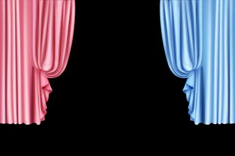 Curtain decor curtain 3d render velvet Stock Illustration