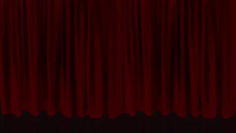 A curtain, falling confetti, and a tiny inscription Show time! Stock Footage 132133041
