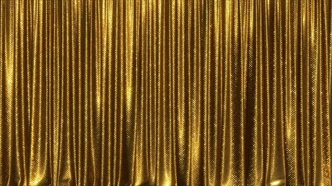 Curtain Gold Glamour Glitter Loop Closed 4K Stock Footage