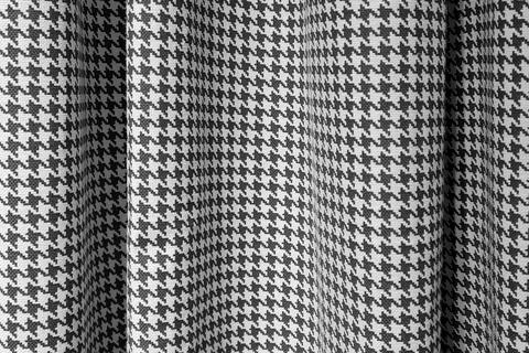 Curtain, houndstooth check pattern fabric. black white blackout curtains Stock Photos
