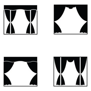 Curtain icon set Stock Illustration