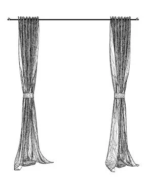 Curtain isolated wireframe. Curtains wireframe icon line element. Vector イラスト素材