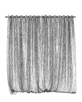 Curtain isolated wireframe. Curtains wireframe icon line element. Vector イラスト素材