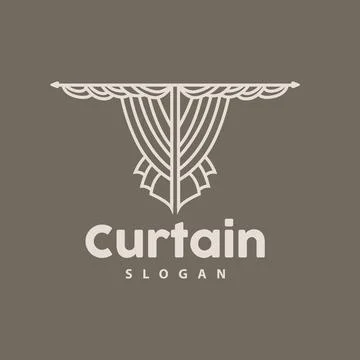 Curtain Logo, Home Interior Simple Design, Furniture Window Curtain Vector,.. Stock Illustration