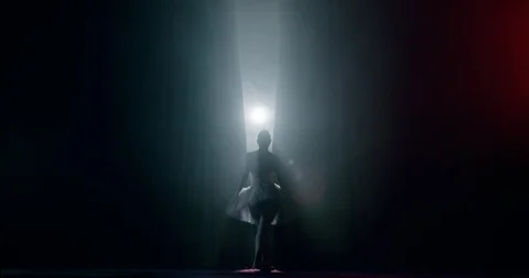 Curtain Opens as Ballerina Entering Stage For Performance Spectacle Female Power Stock Footage