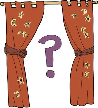 Curtain with question mark Stock Illustration