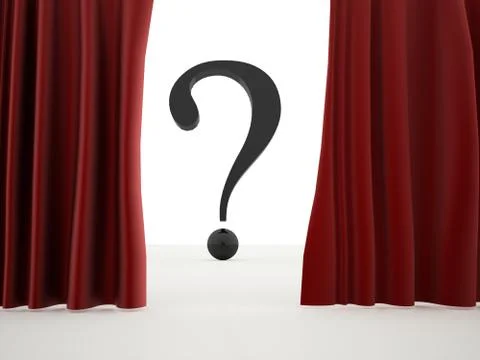 Curtain with question mark on white background Stock Illustration