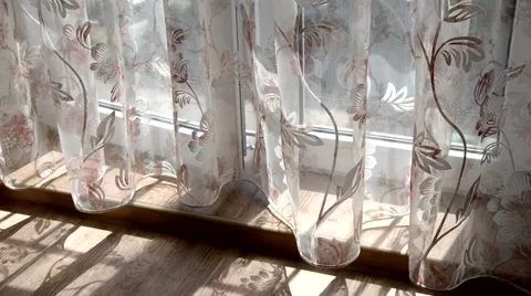 The curtain sways in the wind Stock-Footage 48581200
