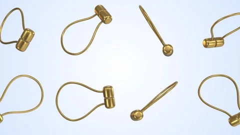 Curtain Tiebacks Falling on a Light Blue Background. Magnetic Tiebacks 3D. 4K Stock Footage 306462113