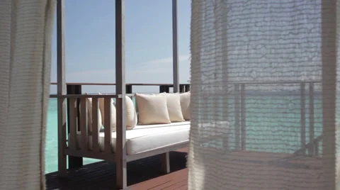 Curtain window view on terrace Stock Footage 1009050