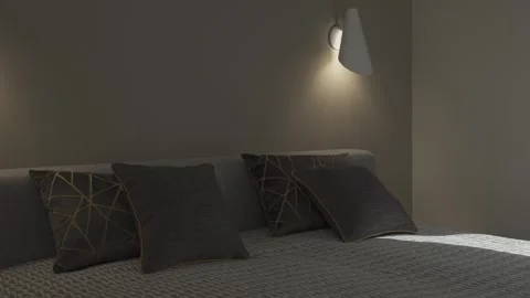 The curtains are electrically opened and light is supplied to the bed Stock Footage 275056415