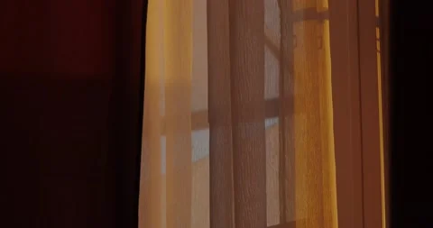 Curtains in a dark room Video stock 227003871