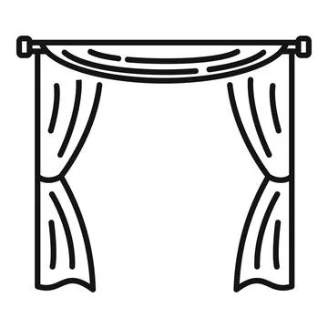 Curtains drapes opening stage theater home decor icon Stock Illustration