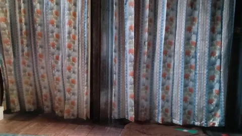 The curtains floated in the wind Stock Footage 240396322