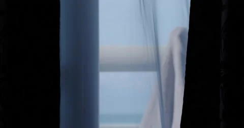 The curtains flutter in the wind Stock Footage 133720380