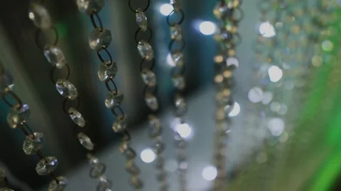 Curtains made of crystal beads, highlights of different colors Stock Footage 328424439