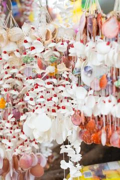 Curtains made from shells Stock Photos