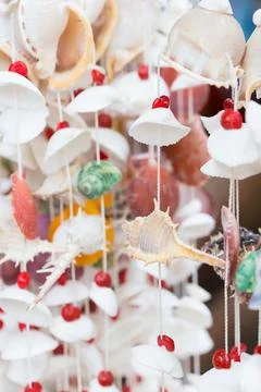Curtains made from shells Stock Photos