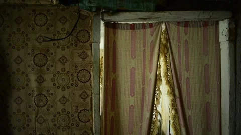 Curtains in an old house Stock Footage 135416372