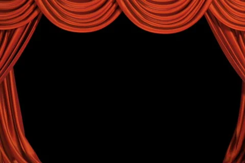 Curtains Opening On Stage. Includes Alpha. Видео 828713