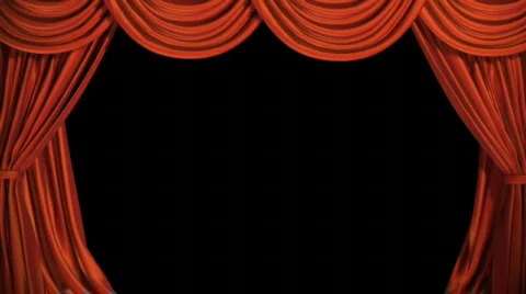 Curtains Opening On Stage. Includes Alpha. Stock Footage 828743