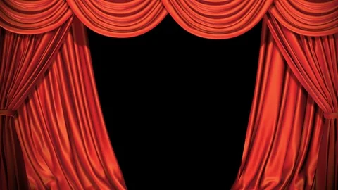 Curtains Opening On Stage. Includes Alpha. Stock Footage 89266101