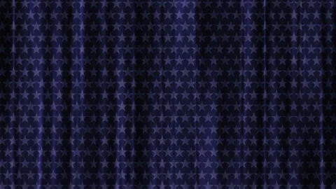 Curtains with a star pattern on the fabric. Blue flapping canvas. Stock Footage 146738558