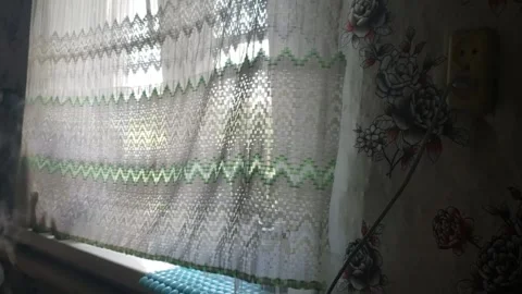 Curtains in the summer kitchen Stock Footage 311421946