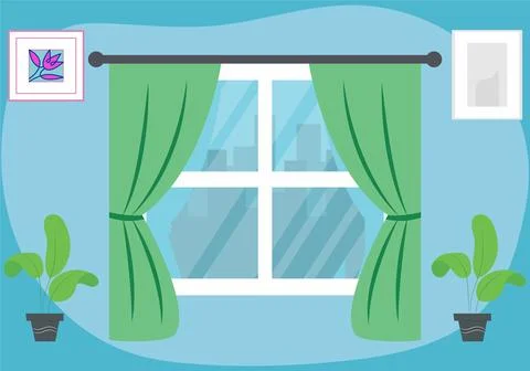 Curtains Vector Style Illustration Stock Illustration