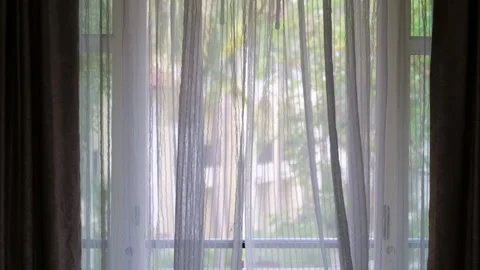 The curtains were blown by the wind Stock Footage 201077671