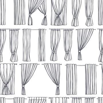 Curtains for windows. Vector pattern. Stock Illustration