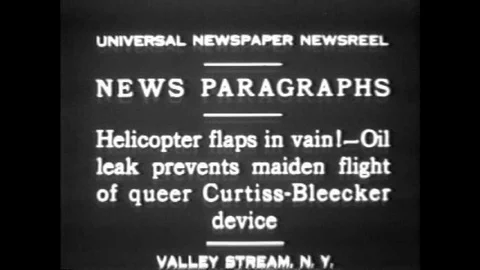Curtiss Bleecker early aviation helicopter makes ill fated voyage in 1930. Stock Footage 106905298