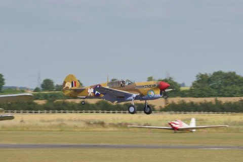 Curtiss P-40 Warhawk Second World War vintage propeller combat fighter plane Stock Photos