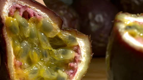 Curuba Opening With a Knife CloseUp Slow motion Stock Footage 277420941