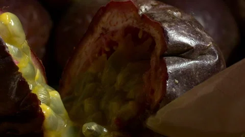 Curuba Opening With a Knife CloseUp Slow motion Stock Footage 277420945