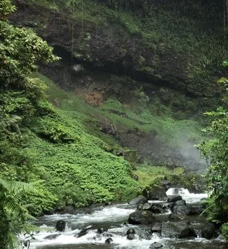 Curug Ciparay, Tasikmalaya, West Java, Indonesia. Stock Photos